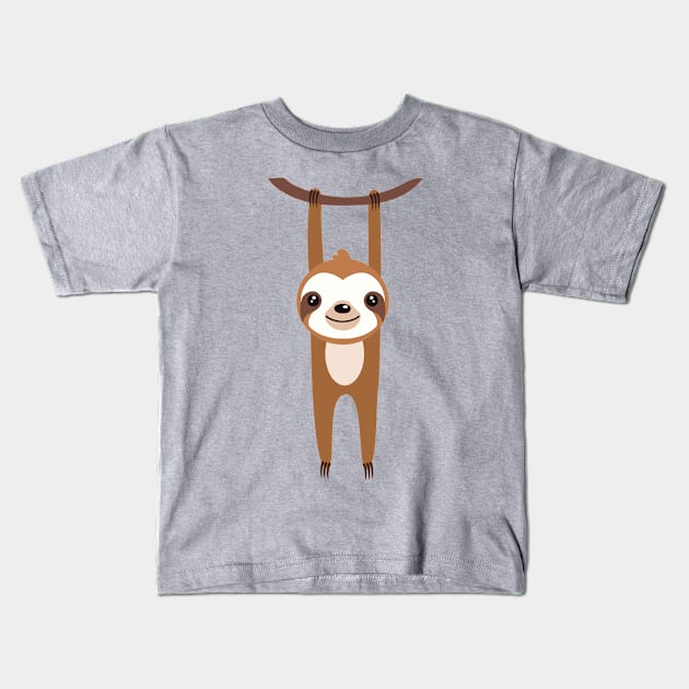 Hanging Sloth Kids T-Shirt by JunkyDotCom